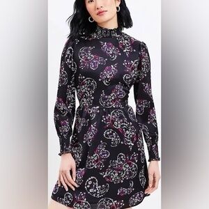 Loft Purple, Pink & Black Paisley Dress